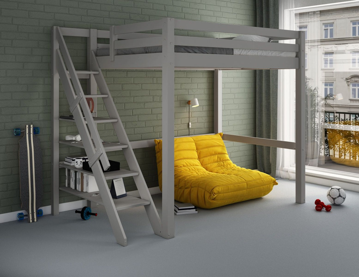Noomi Studio Staircase Loft Bed Double High Sleeper Grey (FSC-Certified)