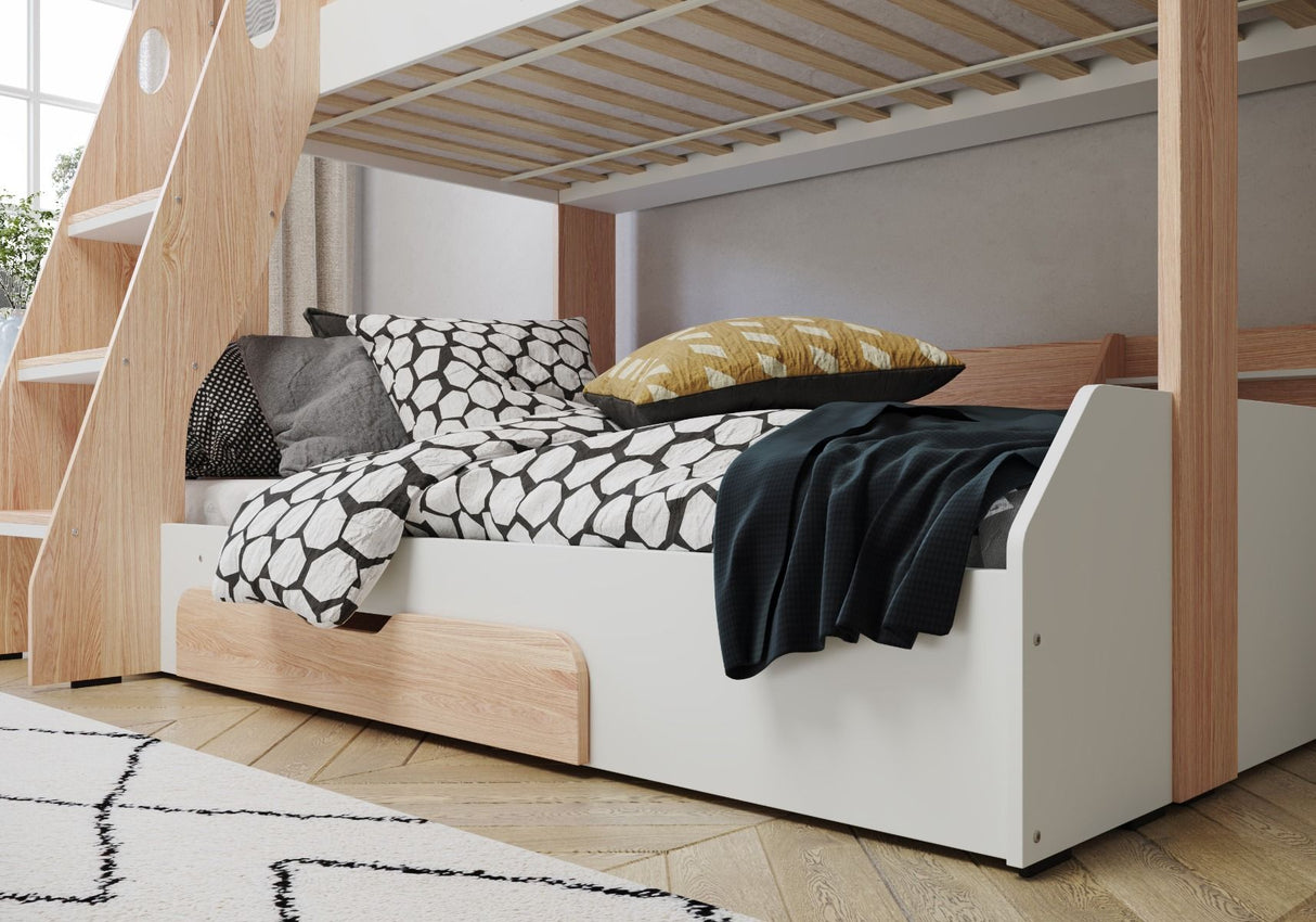 Flair Flick Triple Storage Bunk Bed White & Oak
