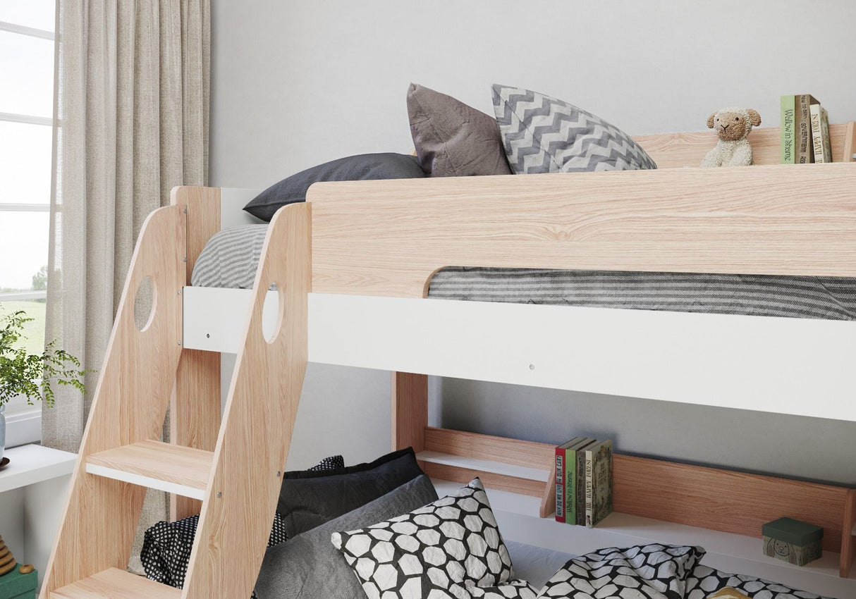 Flair Flick Triple Storage Bunk Bed White & Oak