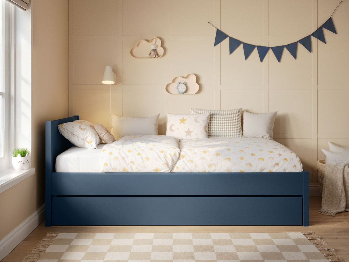 Flair Oli Single Wooden Bed with Drawers Navy