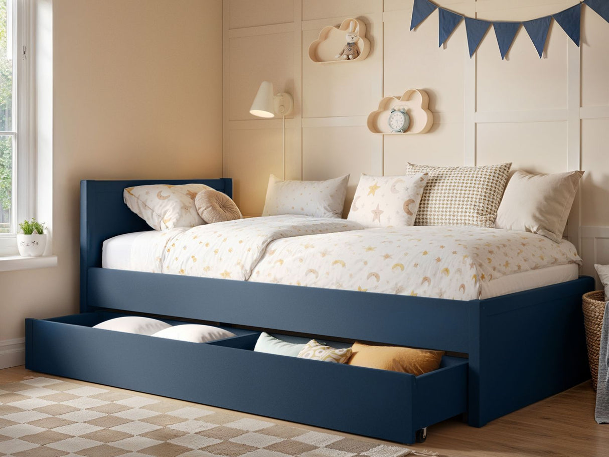 Flair Oli Single Wooden Bed with Drawers Navy