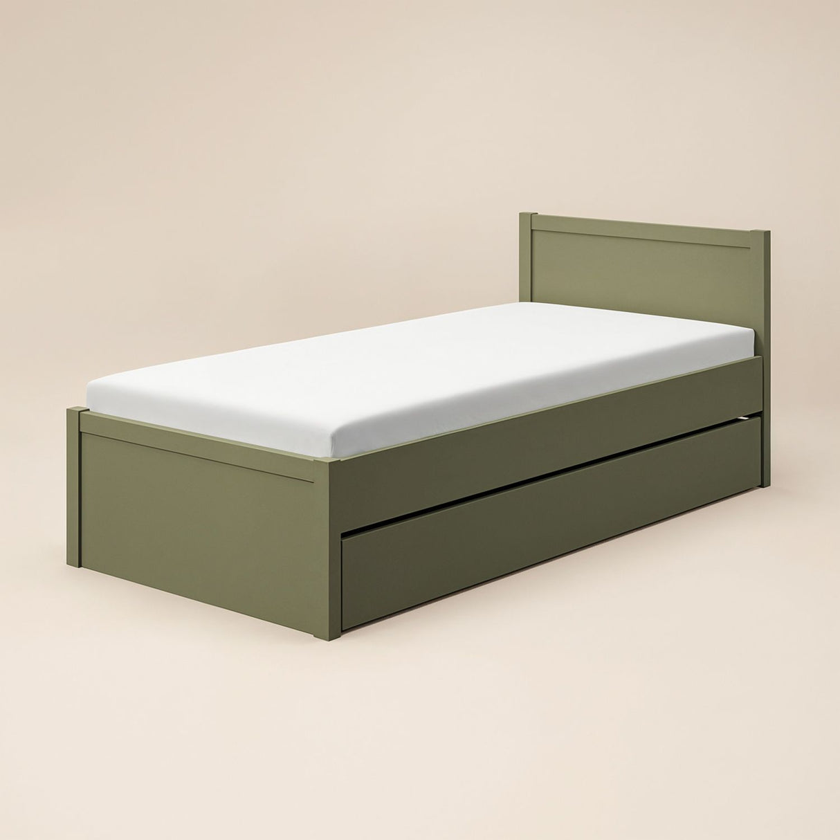 Flair Oli Single Wooden Bed with Drawers Green