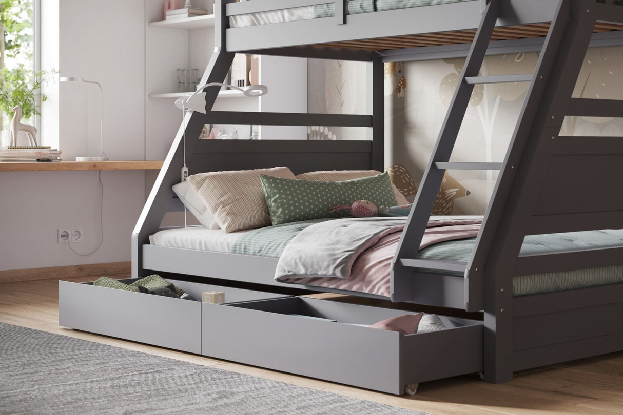 Flair Ollie Triple Bunk Bed with Drawers Grey