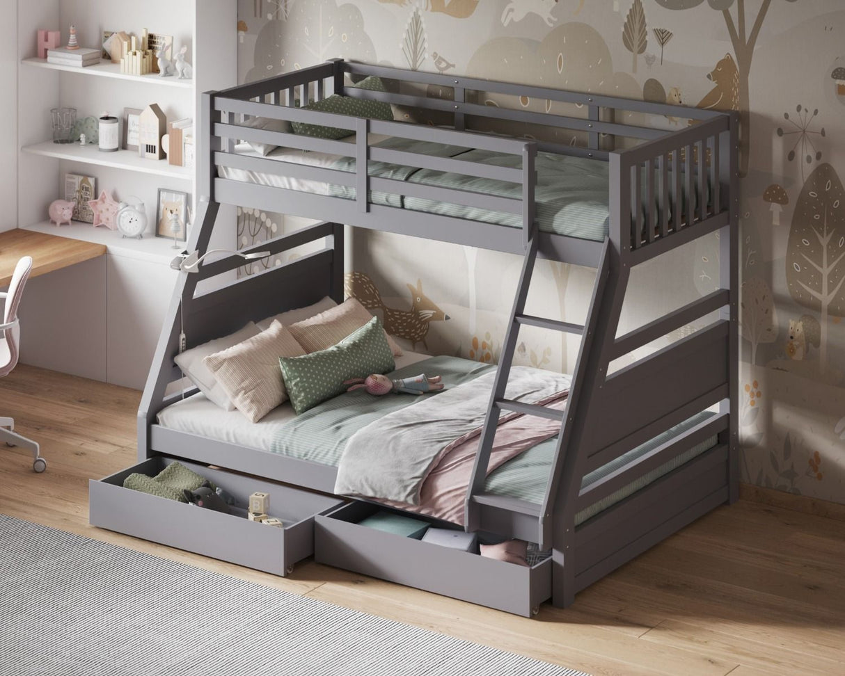 Flair Ollie Triple Bunk Bed with Drawers Grey