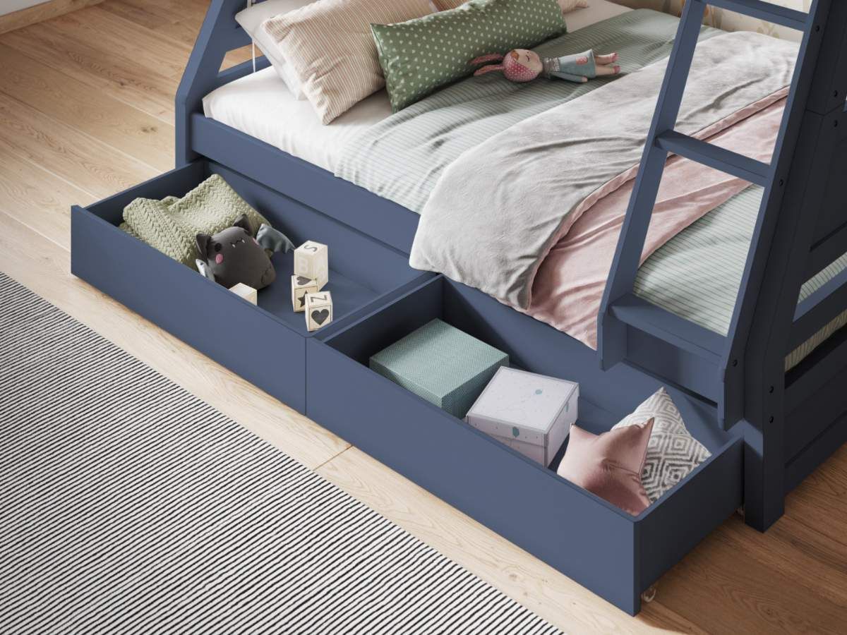 Flair Ollie Triple Bunk Bed with Drawers Navy