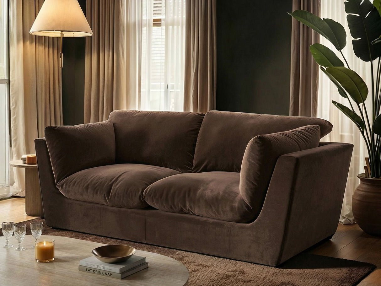 SOLACE+CO Orson 3 Seater Sofa Brown Velvet