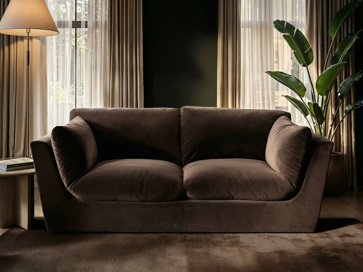 SOLACE+CO Orson 3 Seater Sofa Brown Velvet