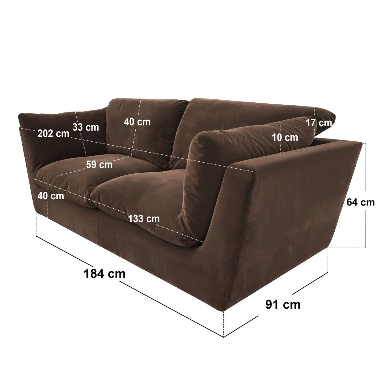 SOLACE+CO Orson 3 Seater Sofa Brown Velvet