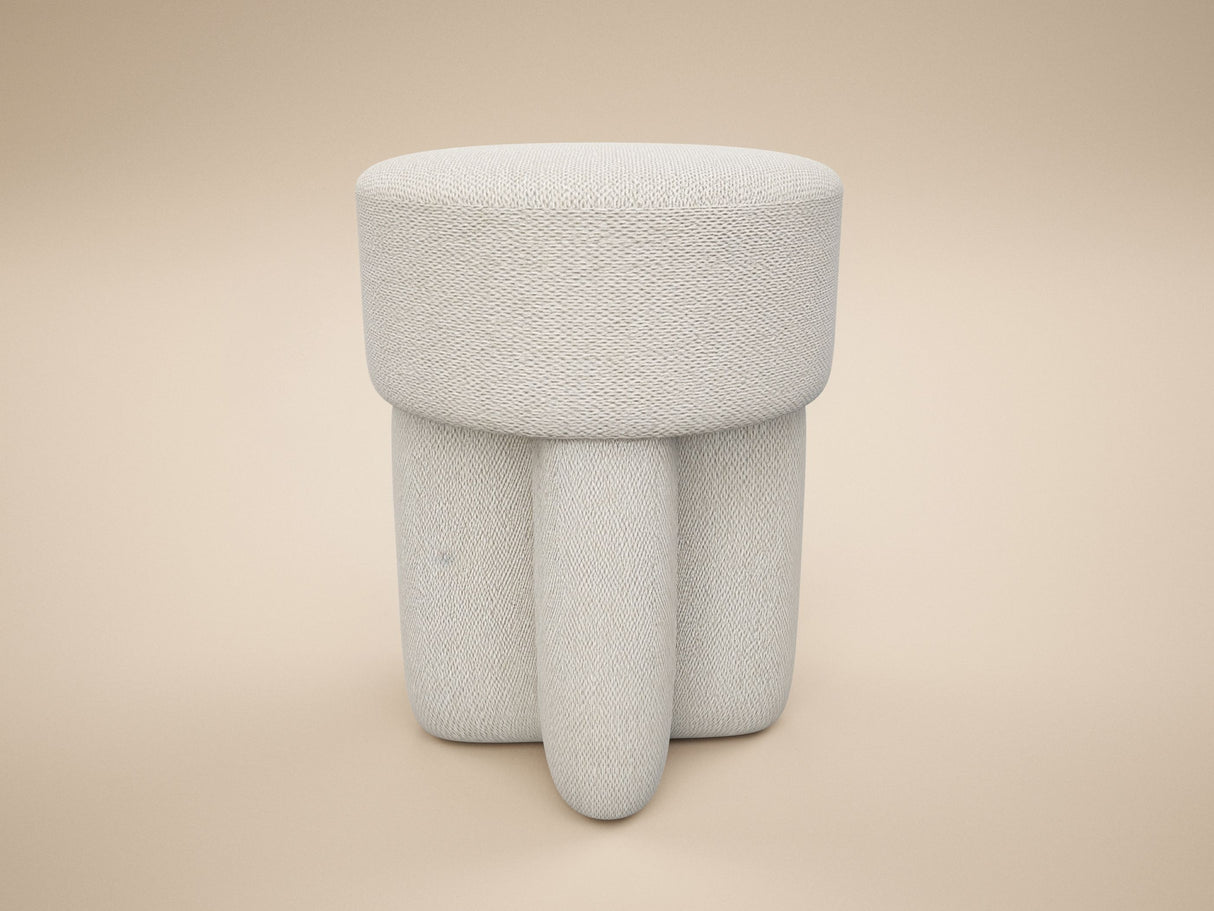 SOLACE+CO Astrid Wave Chenille Round Pouffe Cream