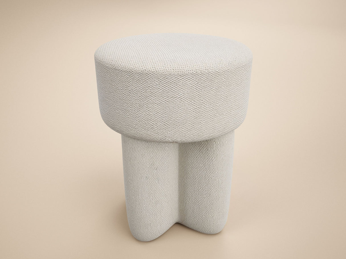 SOLACE+CO Astrid Wave Chenille Round Pouffe Cream