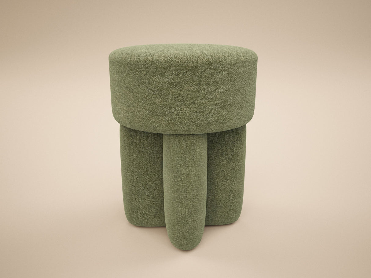 SOLACE+CO Astrid Wave Chenille Round Pouffe Olive Green