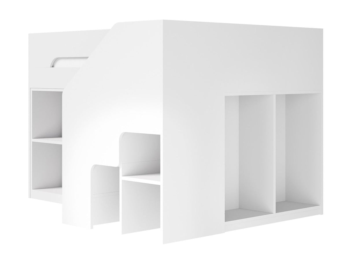Flair Quinn Staircase Mid Sleeper Bed with Storage White