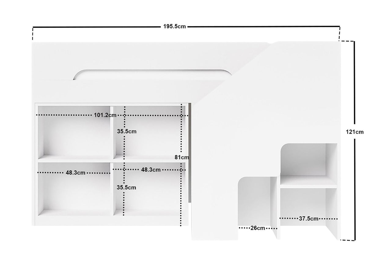 Flair Quinn Staircase Mid Sleeper Bed with Storage White