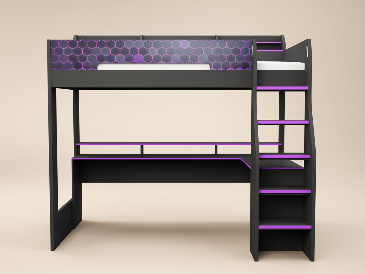 Recoil Ultimate Violet Single Gaming High Sleeper Charcoal & Purple