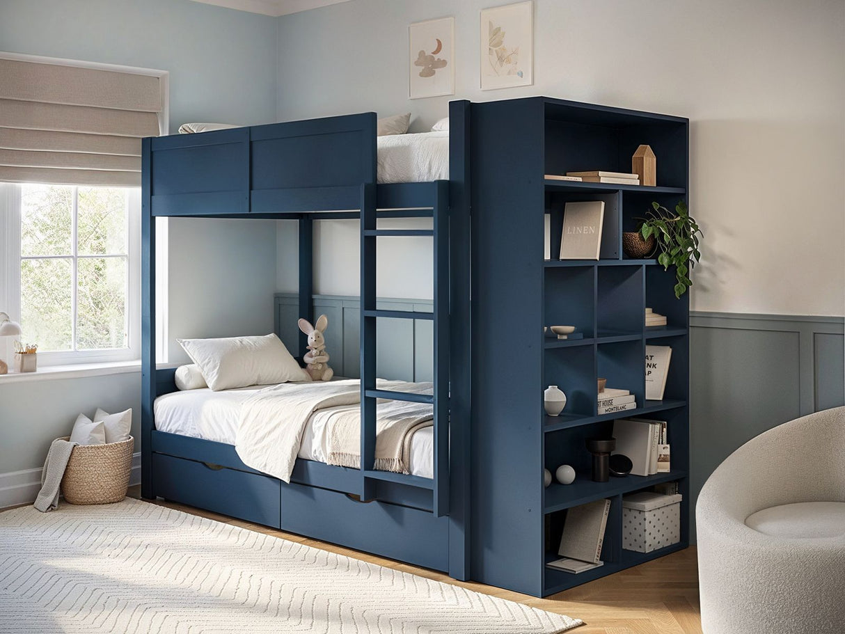 Flair Ruby Wooden Bunk Bed with Storage Blue