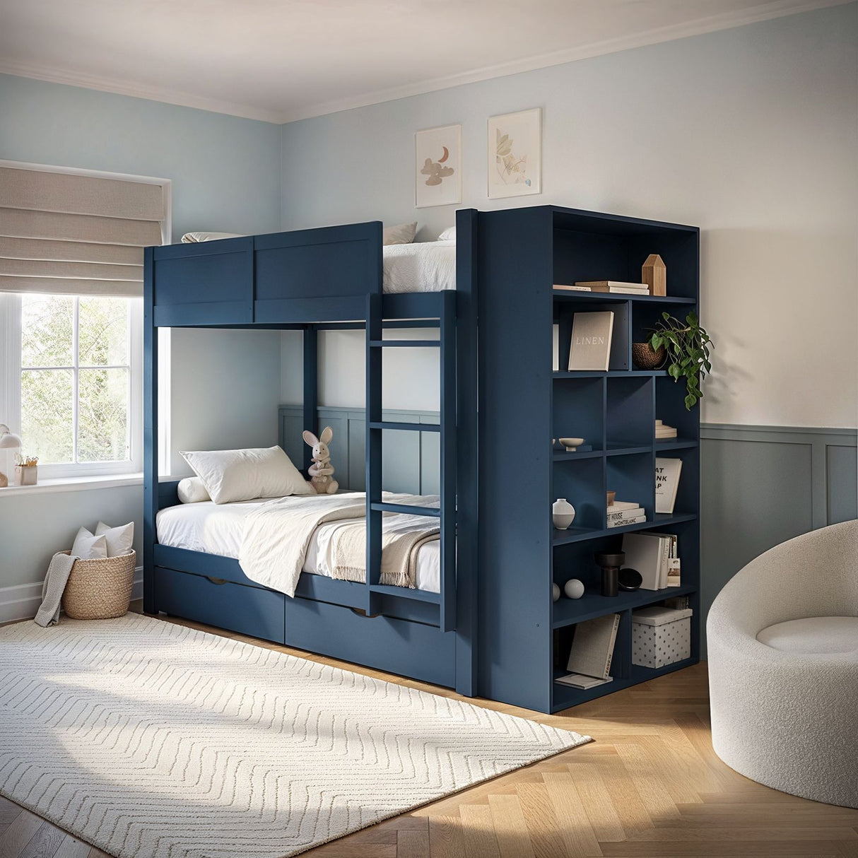 Flair Ruby Wooden Bunk Bed with Storage Blue