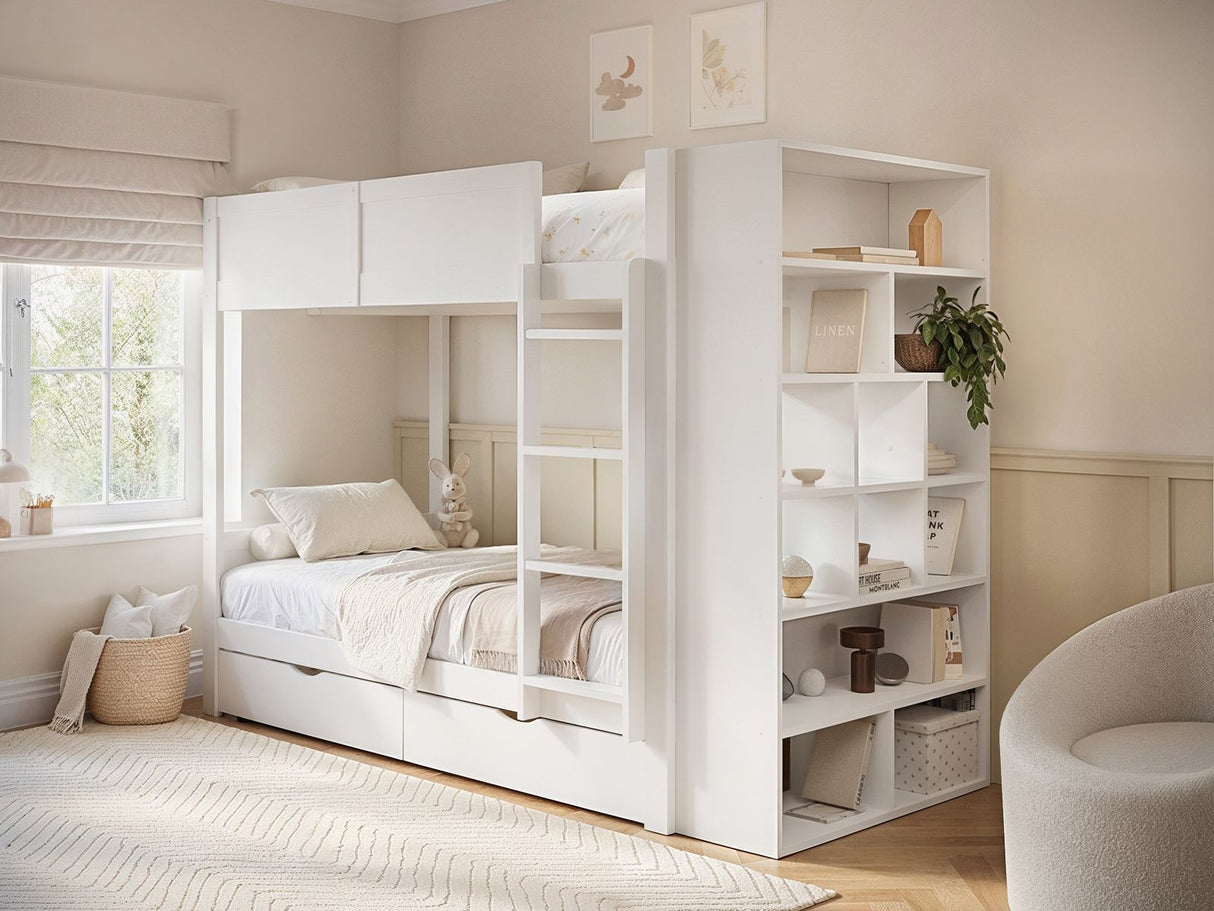 Flair Ruby Wooden Bunk Bed with Storage White