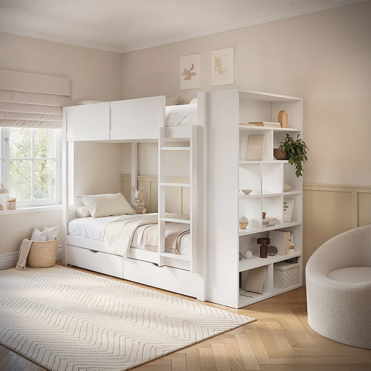 Flair Ruby Wooden Bunk Bed with Storage White