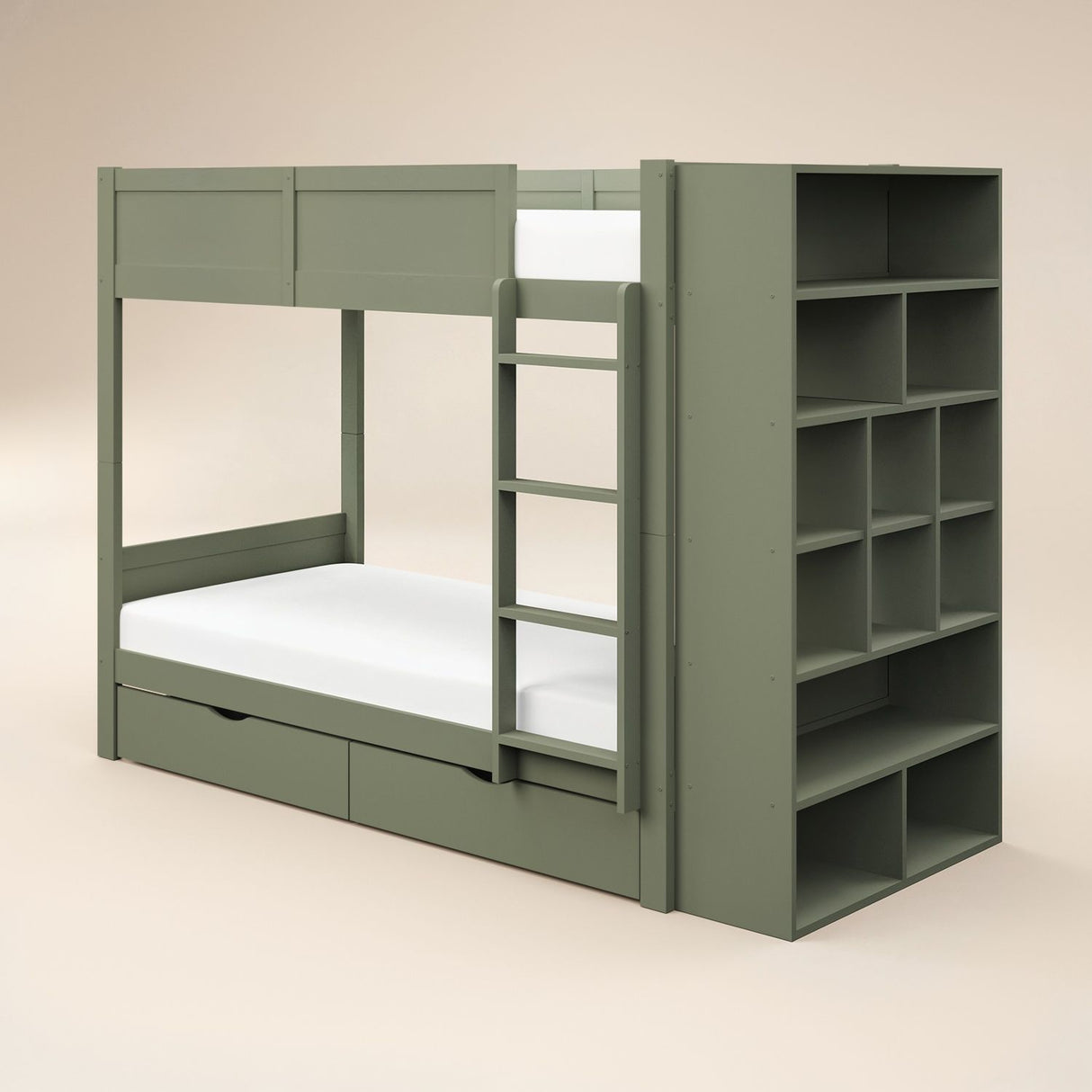 Flair Ruby Wooden Bunk Bed with Storage Green
