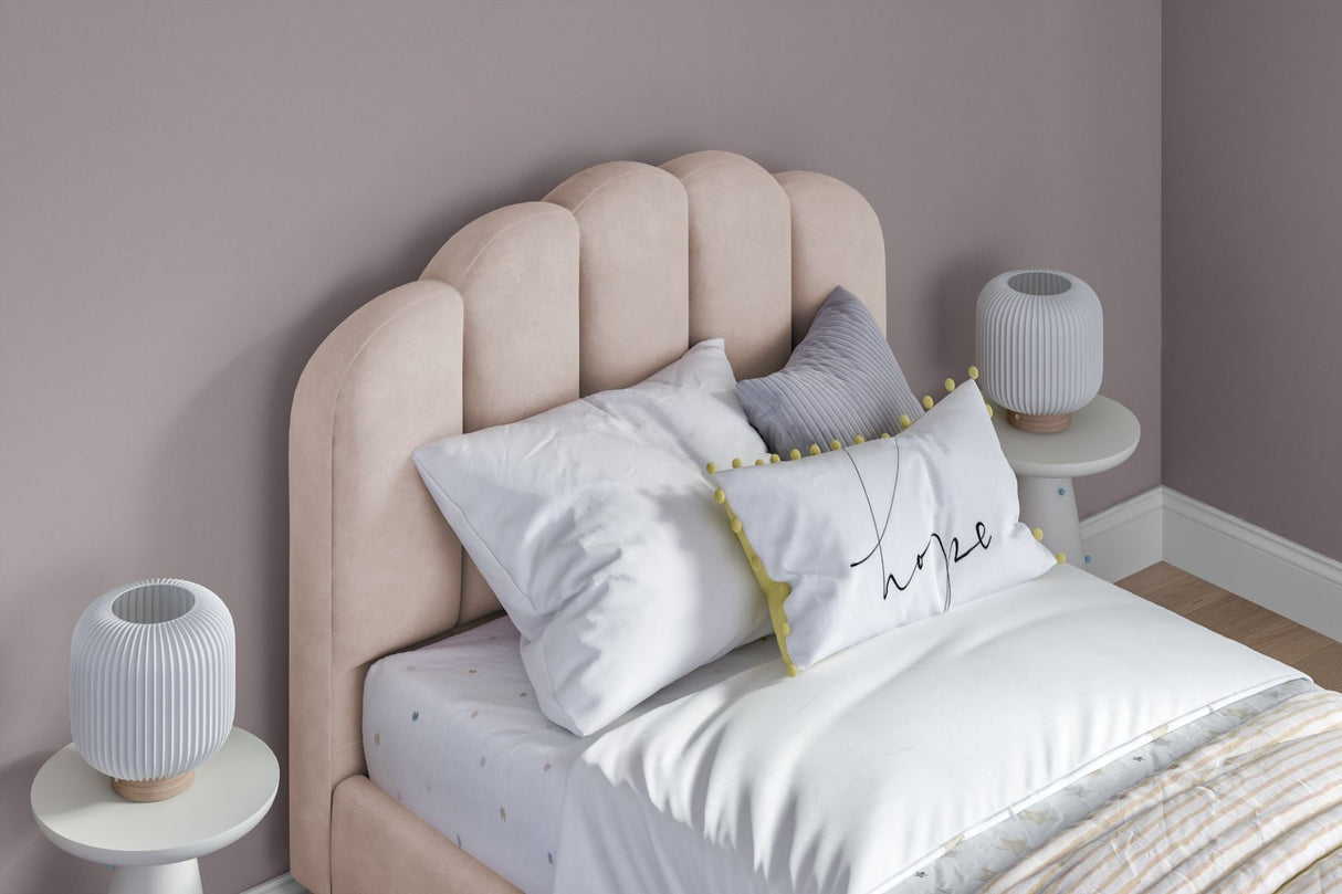Flair Scallop Single Velvet Bed Frame Frame Pink