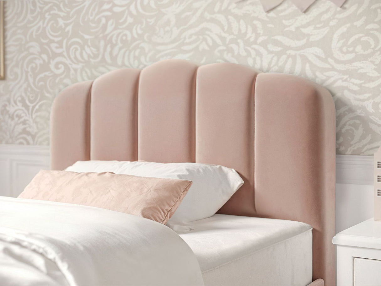 Flair Scallop Single Velvet Bed Frame Frame Pink