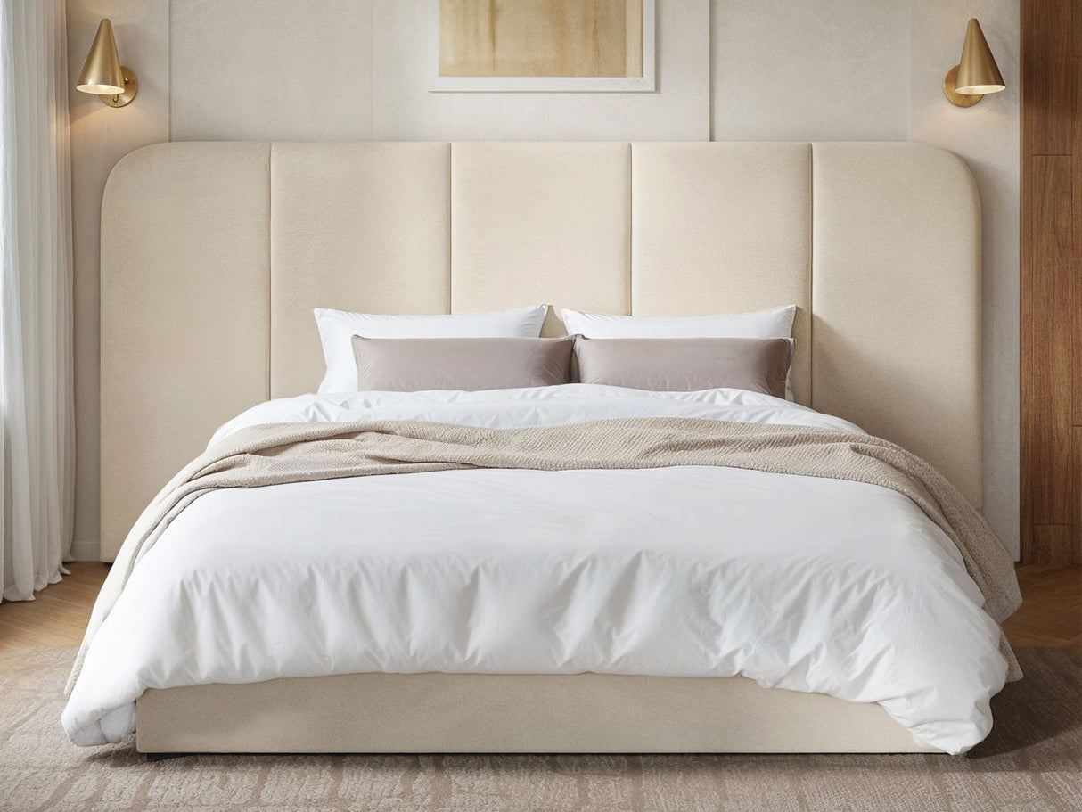 SOLACE+CO Sienna Hotel Ottoman Bed Cream Velvet Double