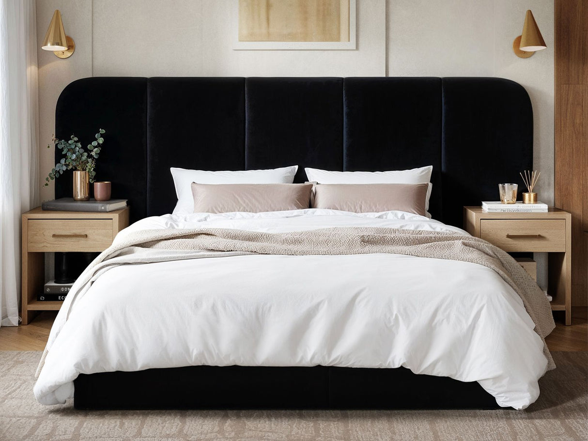 SOLACE+CO Sienna Hotel Ottoman Bed Black Velvet Kingsize