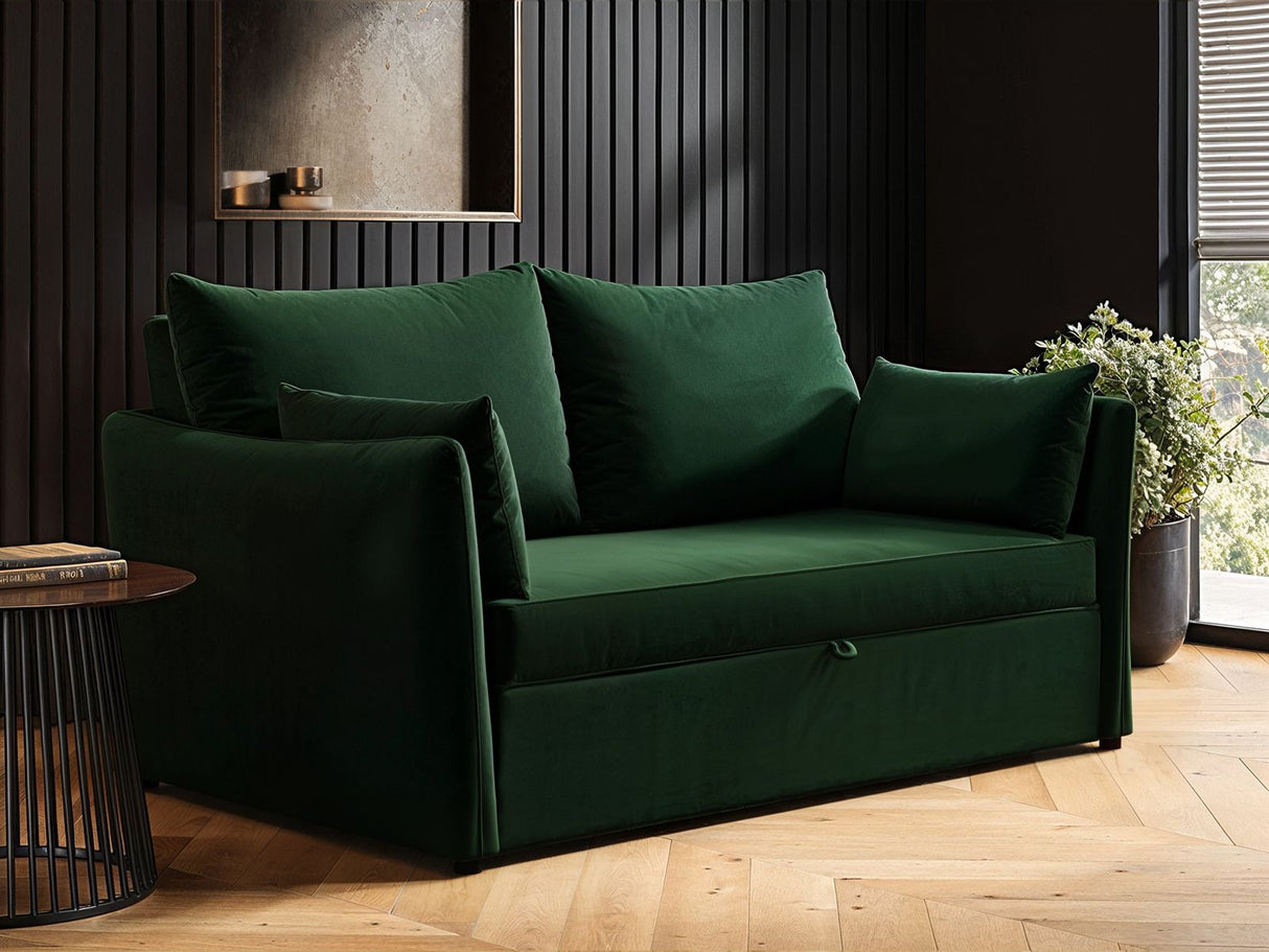 SOLACE+CO Skyler 2 Seater Sofa Bed Bottle Green Velvet