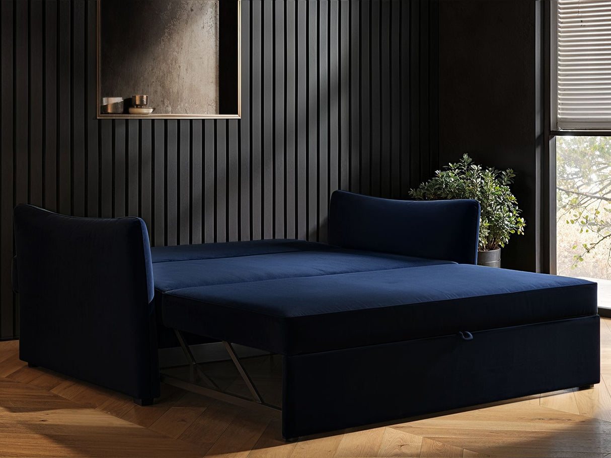 SOLACE+CO Skyler 2 Seater Sofa Bed Navy Velvet