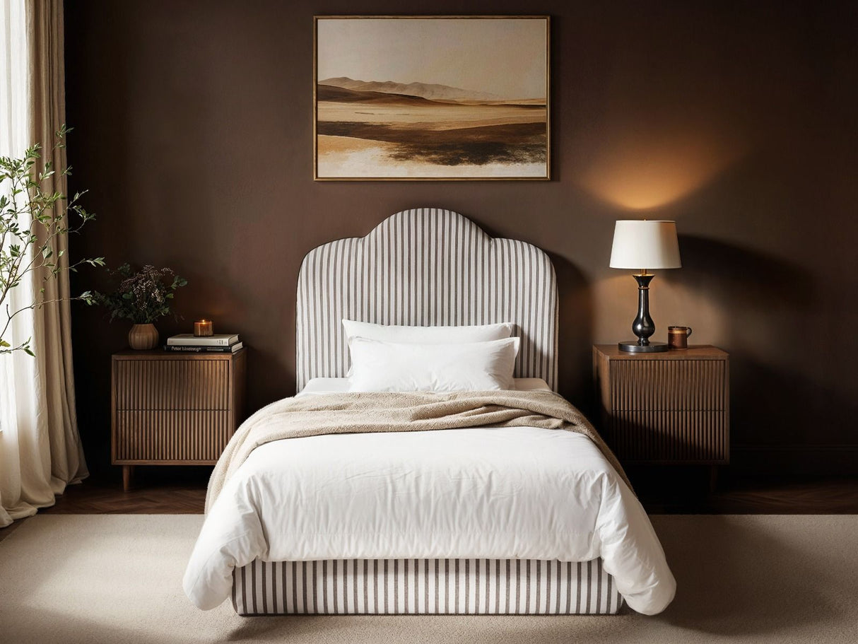 SOLACE+CO Skylynn Cloud Ottoman Single Bed Brown Striped