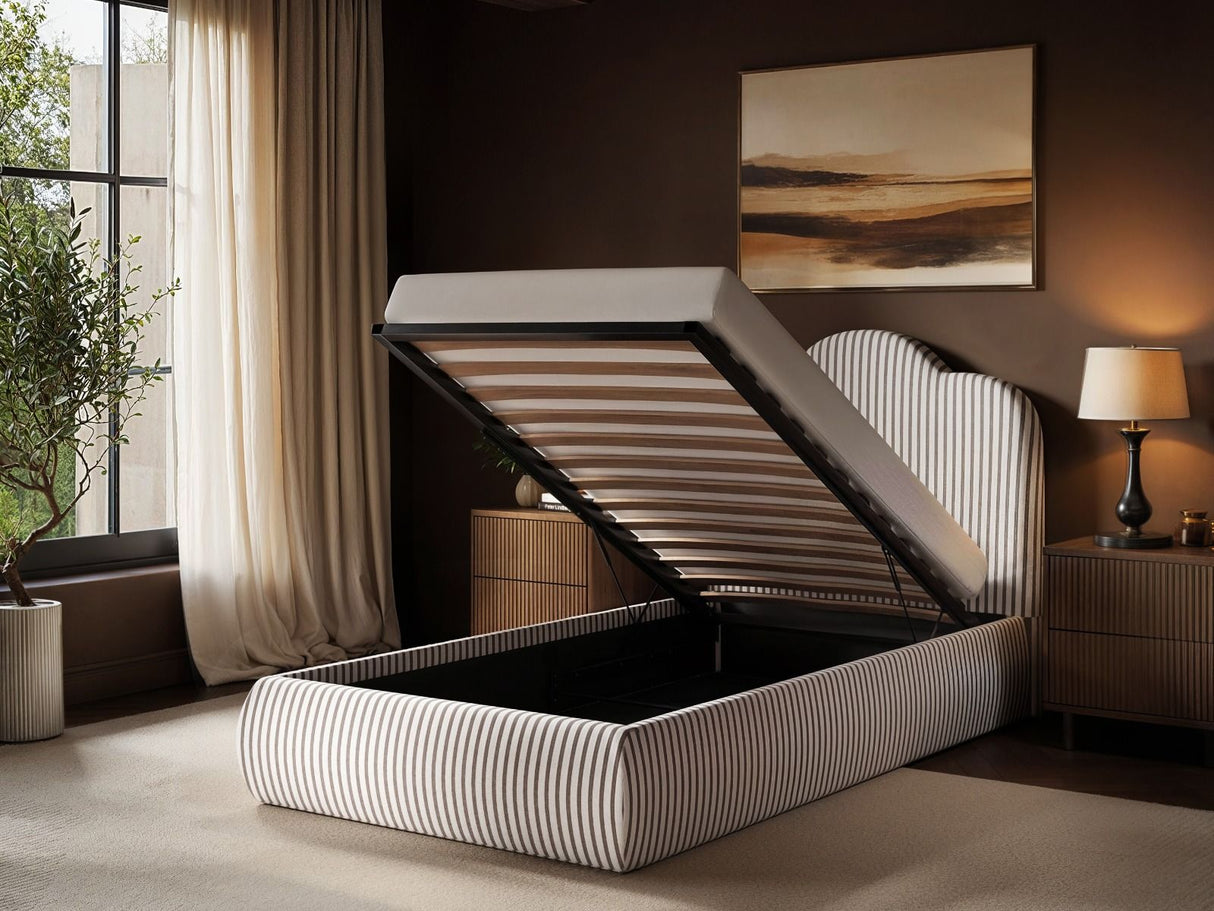 SOLACE+CO Skylynn Cloud Ottoman Single Bed Brown Striped