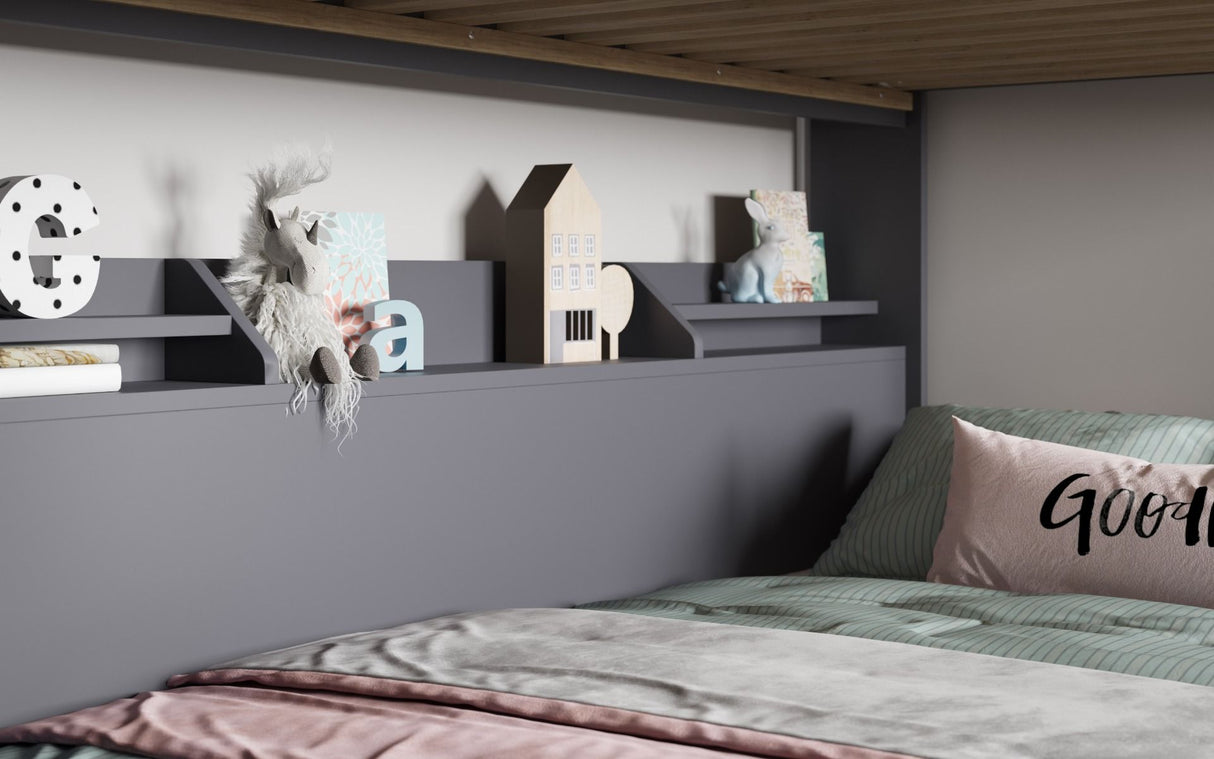 Flair Slick Staircase Triple Bunk Bed with Storage Grey