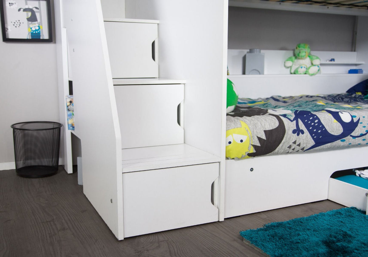 Flair Slick Staircase Bunk Bed with Storage White