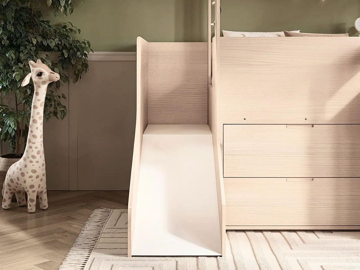 Flair Dreamland House Mid Sleeper with Slide & Storage White and Oak