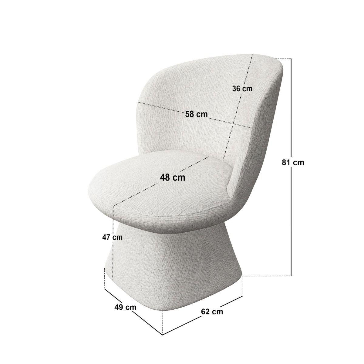 SOLACE+CO Aiko Dining Chair White Chenille