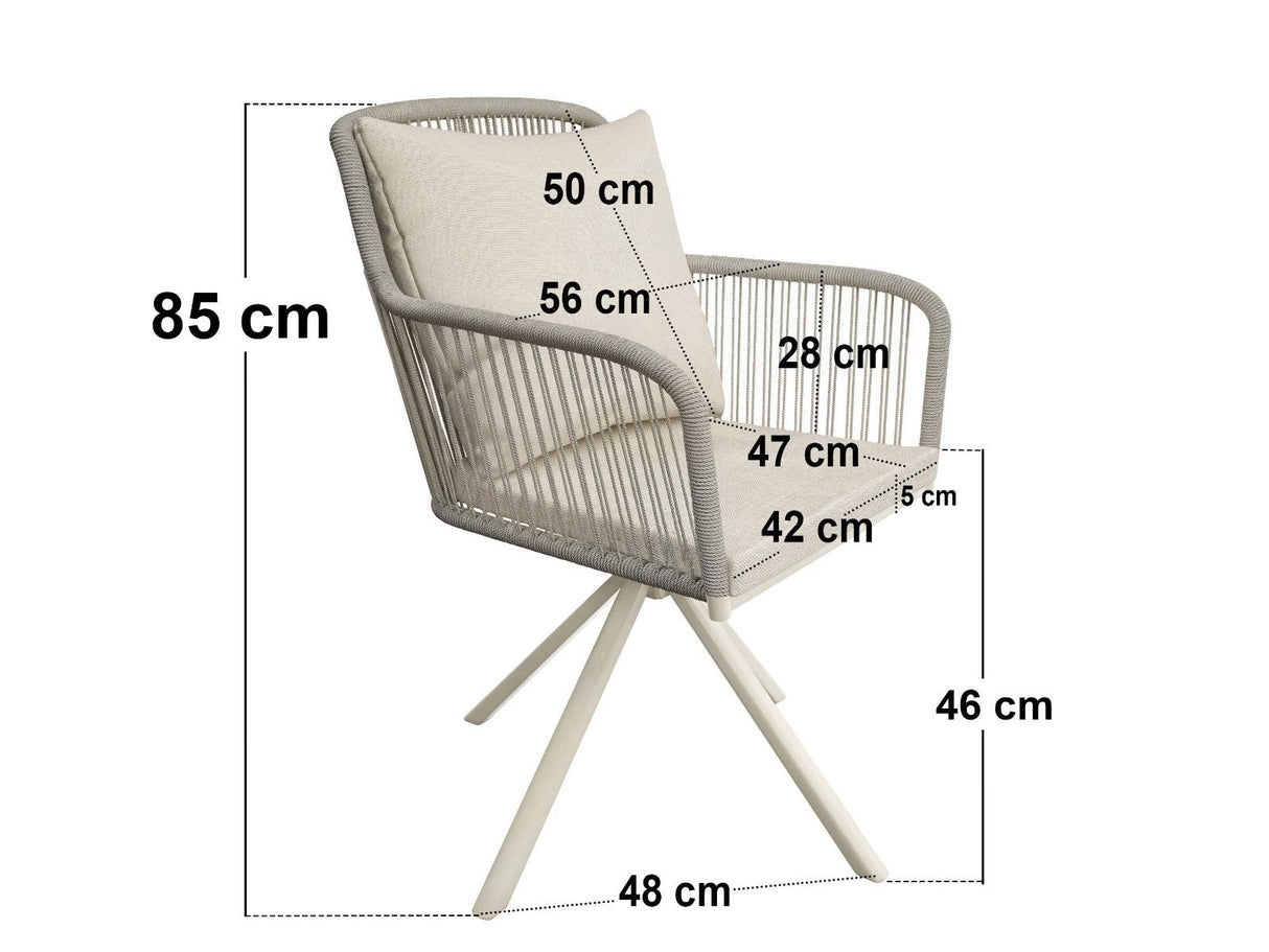 SOLACE+CO Hana Table & Juno Swivel Chairs Garden Bistro Set Beige Rattan
