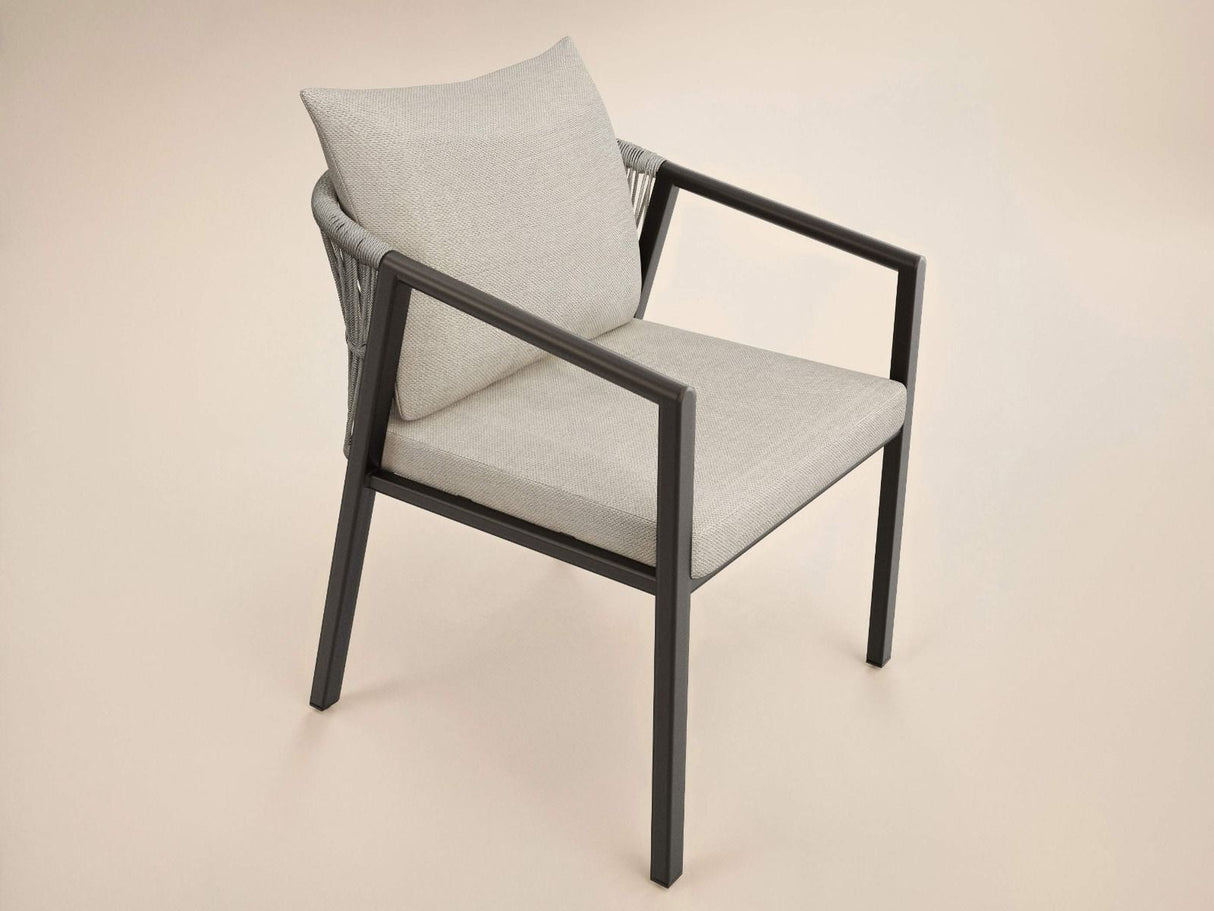 SOLACE+CO Hana Oval Garden Dining Table Grey with Lynden Chairs Set of 4 Dark Brown