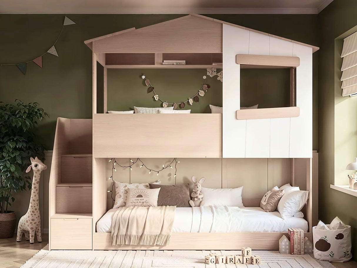 Flair Dreamland House Staircase Bunk Oak & White