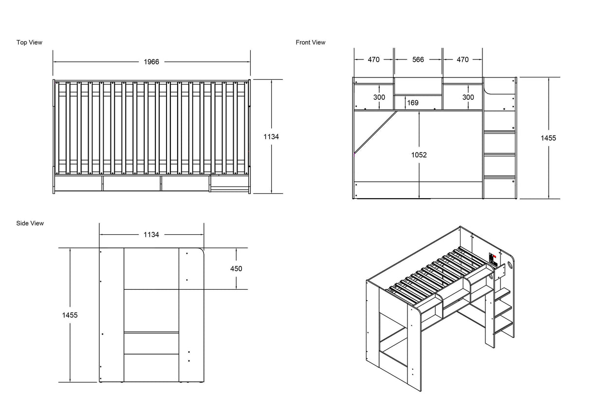 Flair Wizard Junior High Sleeper Storage Station White