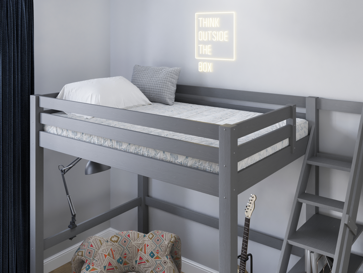 Noomi Studio Staircase Loft Bed Double High Sleeper Grey (FSC-Certified)