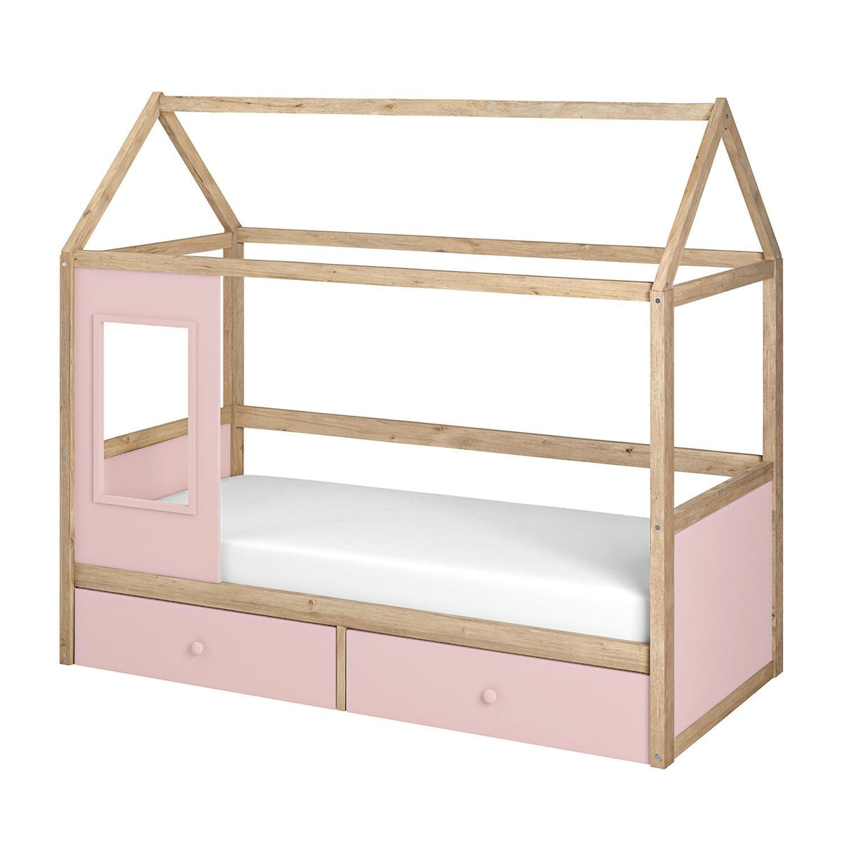 Flair Ted Play House Wooden Bed with Storage Pink
