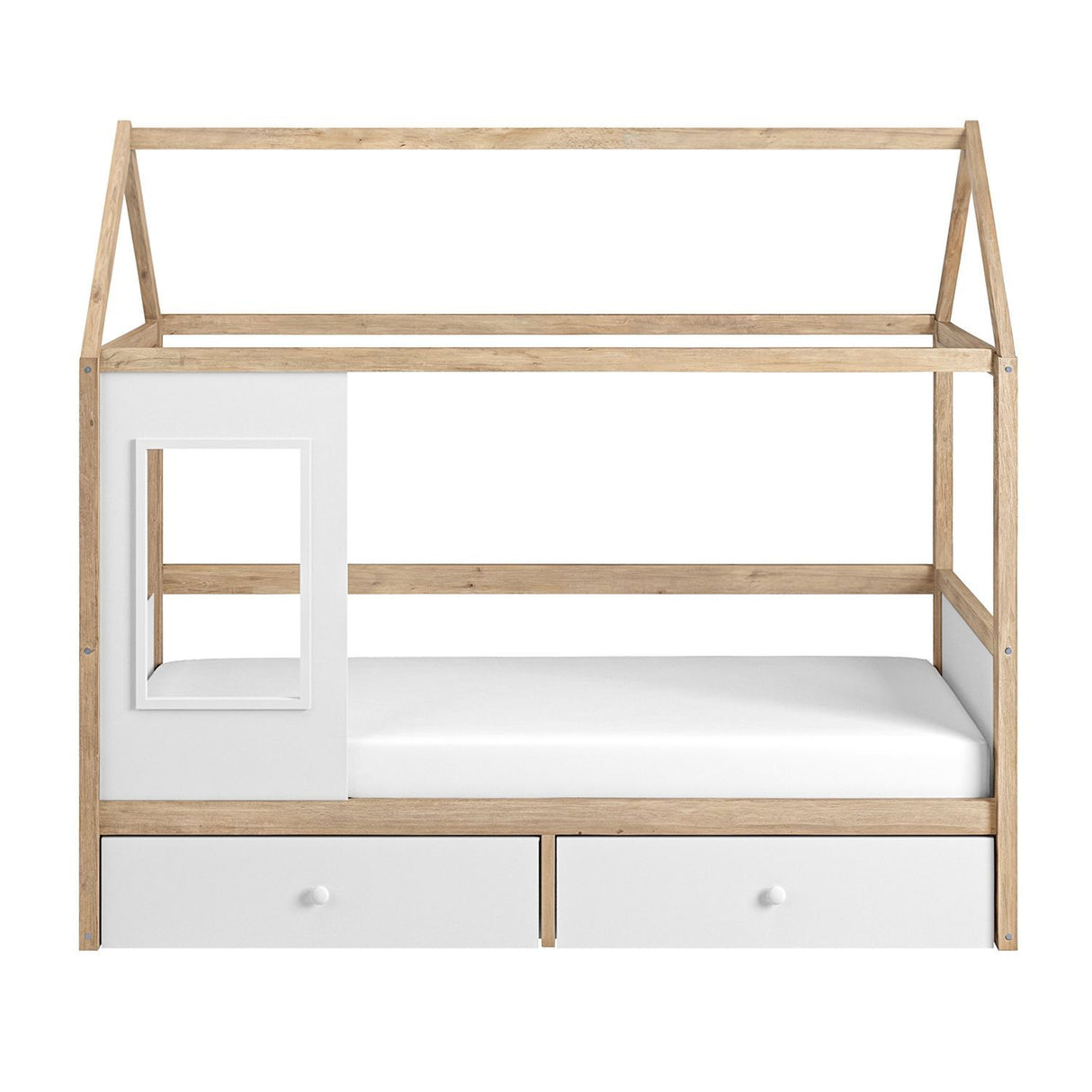 Flair Ted Play House Wooden Bed with Storage White
