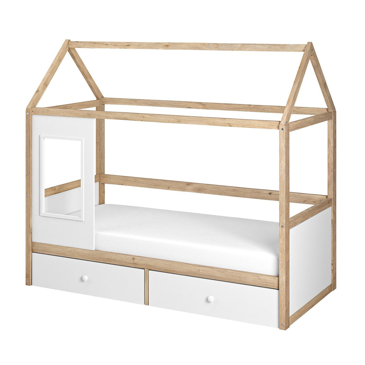Flair Ted Play House Wooden Bed with Storage White