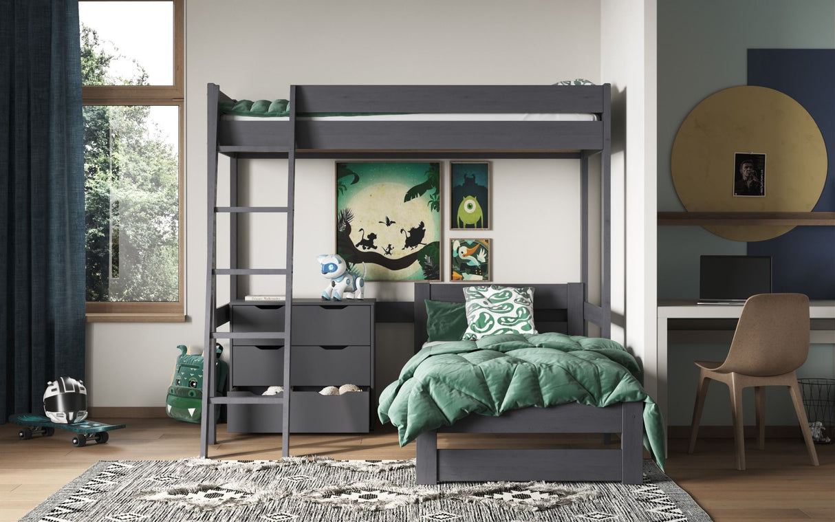 Noomi Tera Single/Double L Shaped Bunk Bed Grey (FSC-Certified)