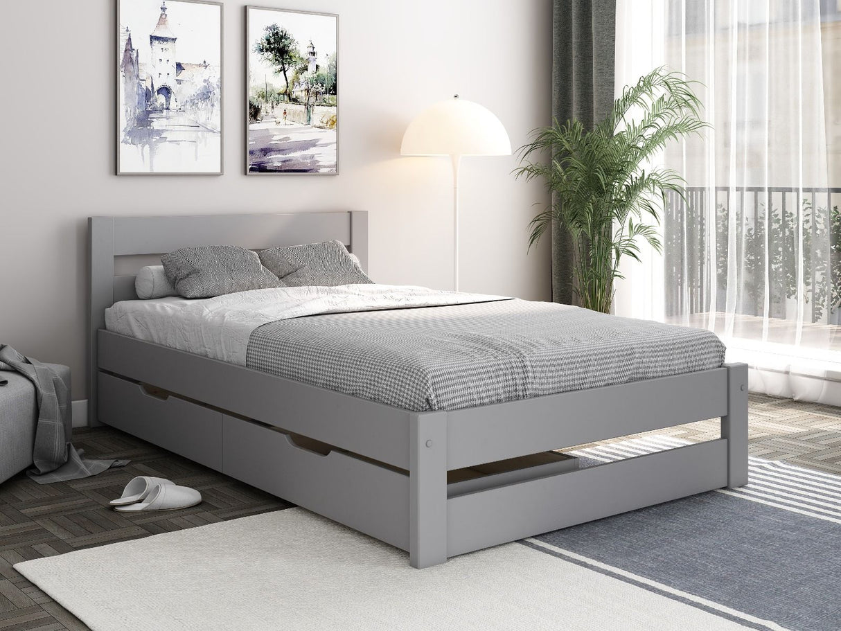 Noomi Tera Solid Wood Small Double Bed Grey (FSC-Certified)