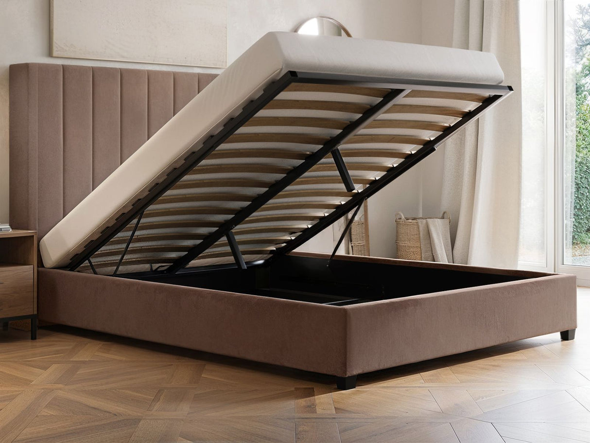 Flair Tiggy Ottoman Bed with Winged Headboard Chocolate Velvet Double