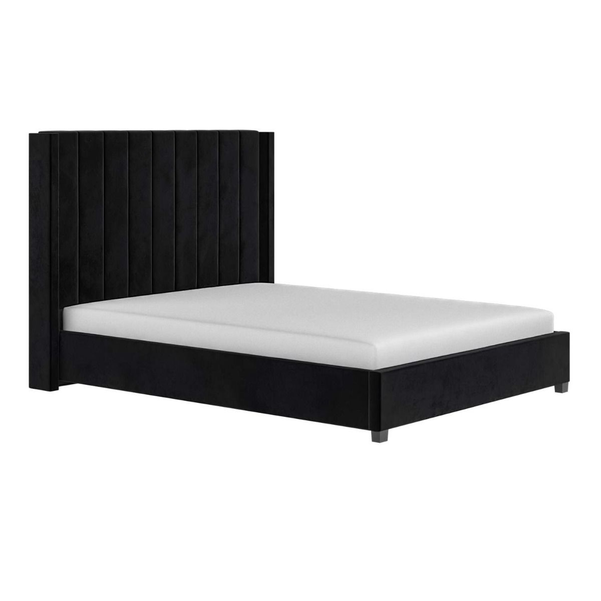 Flair Tiggy Kingsize Ottoman Bed with Winged Headboard Black Velvet
