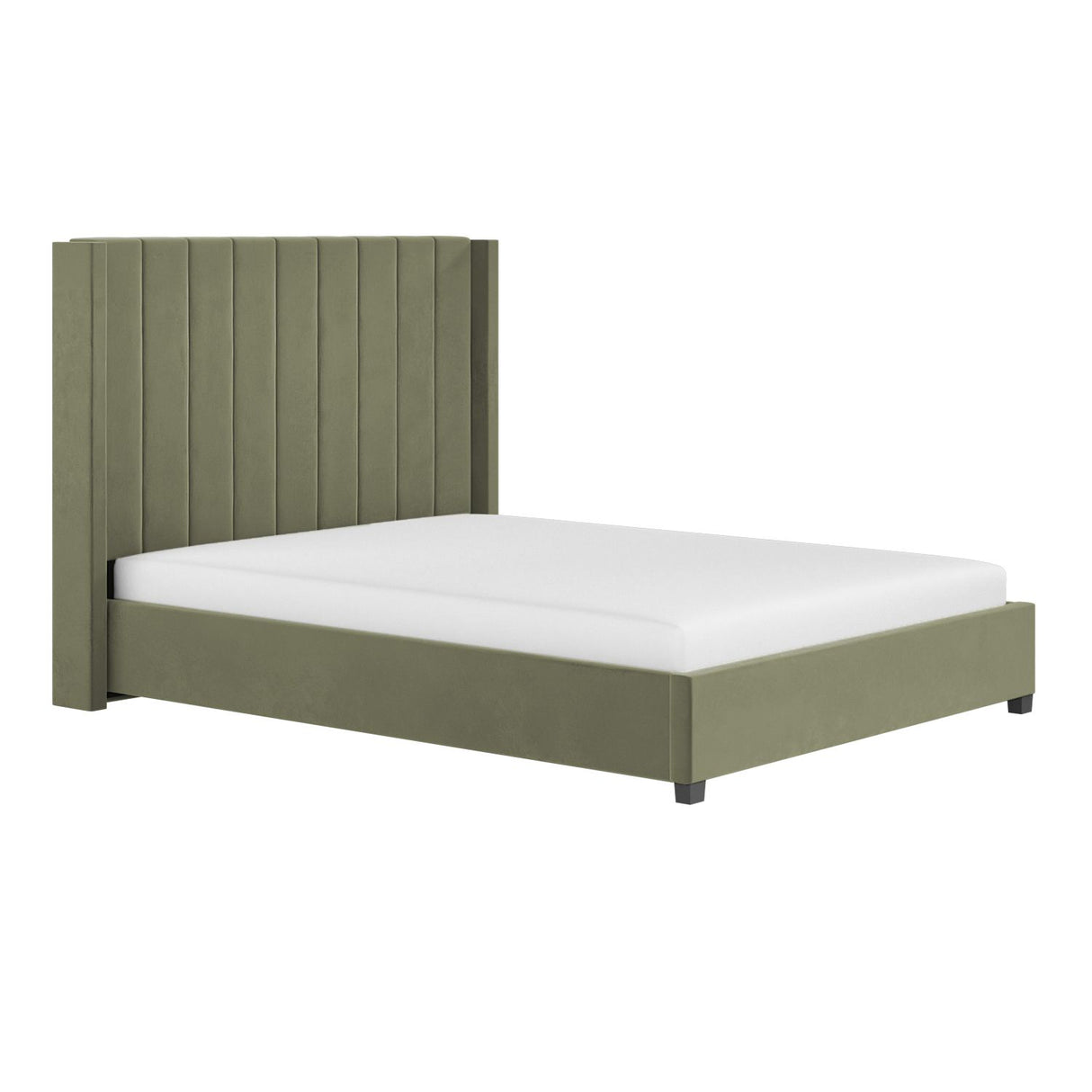 Flair Tiggy Kingsize Ottoman Bed with Winged Headboard Khaki Velvet
