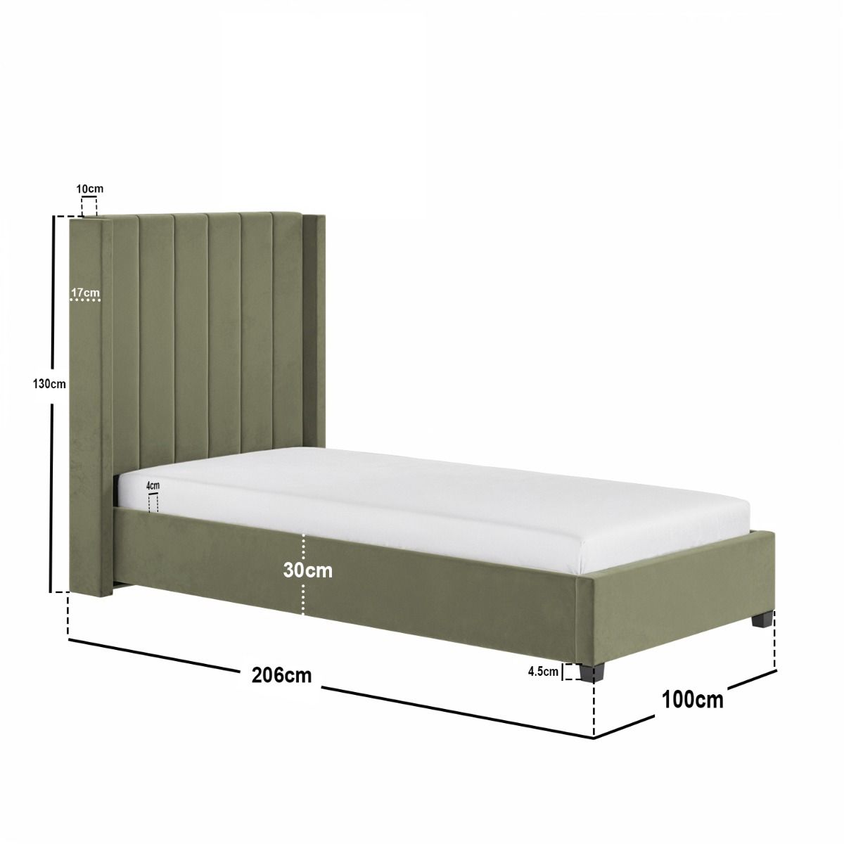 Flair Tiggy Single Ottoman Bed Velvet Khaki Green