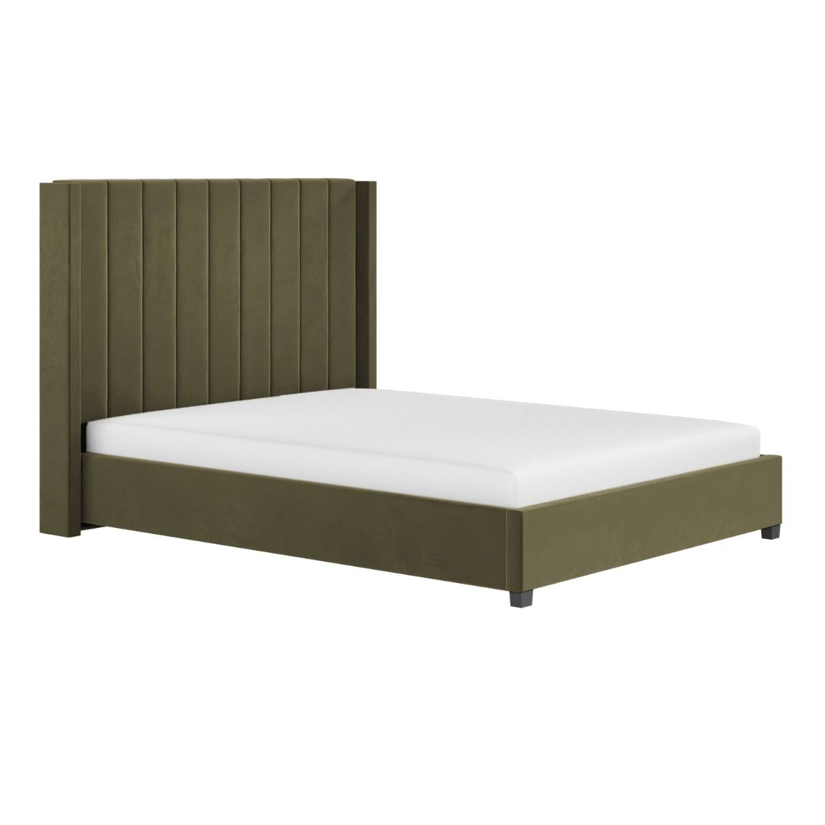 Flair Tiggy Kingsize Ottoman Bed with Winged Headboard Khaki Velvet